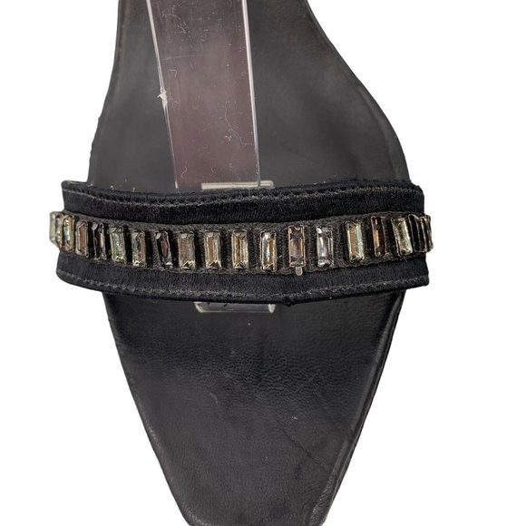 HERVE LEGER Black Rhinestone Studded Platform Stiletto Sandals Size 38.5 - Picture 4 of 11